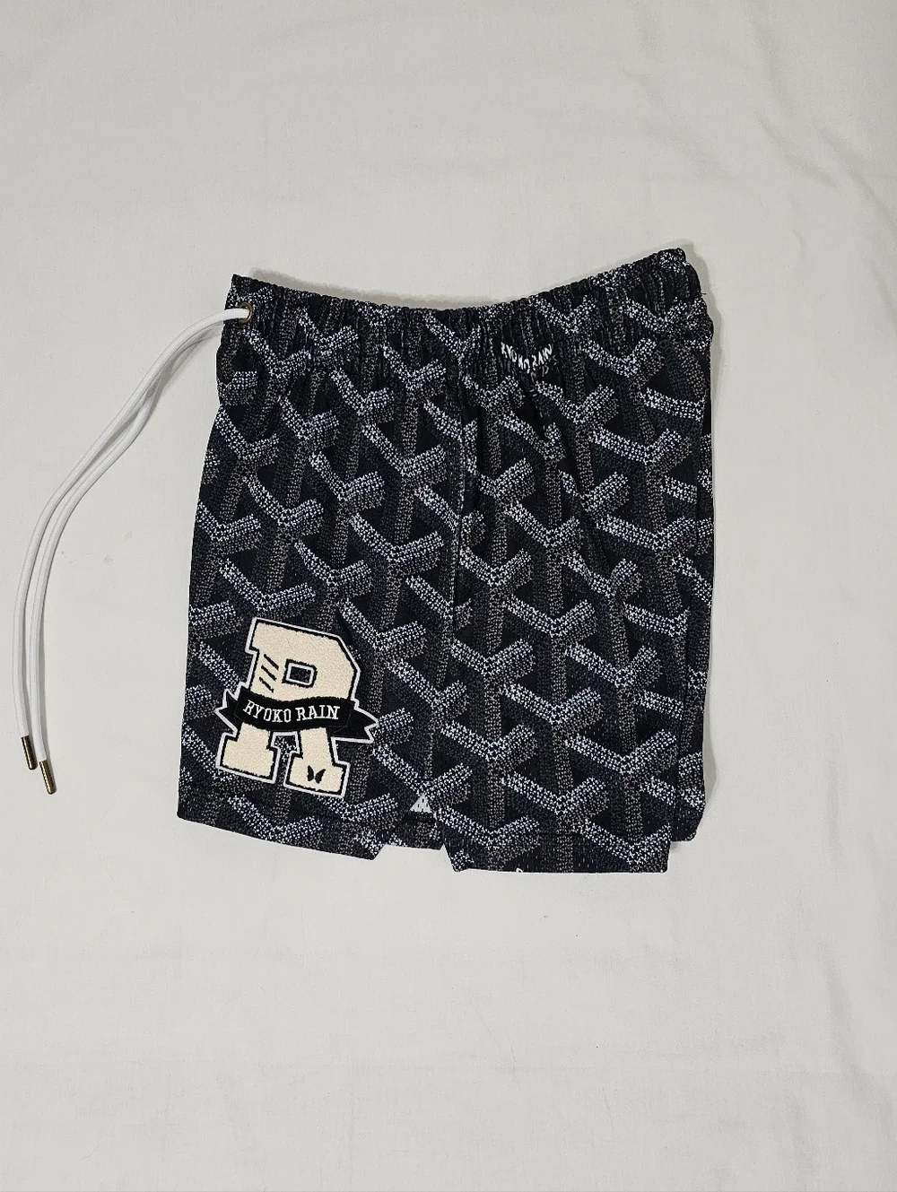 Ryoko Rain Patterned Athletic Shorts Size S Black White Streetwear - Picture 4 of 8